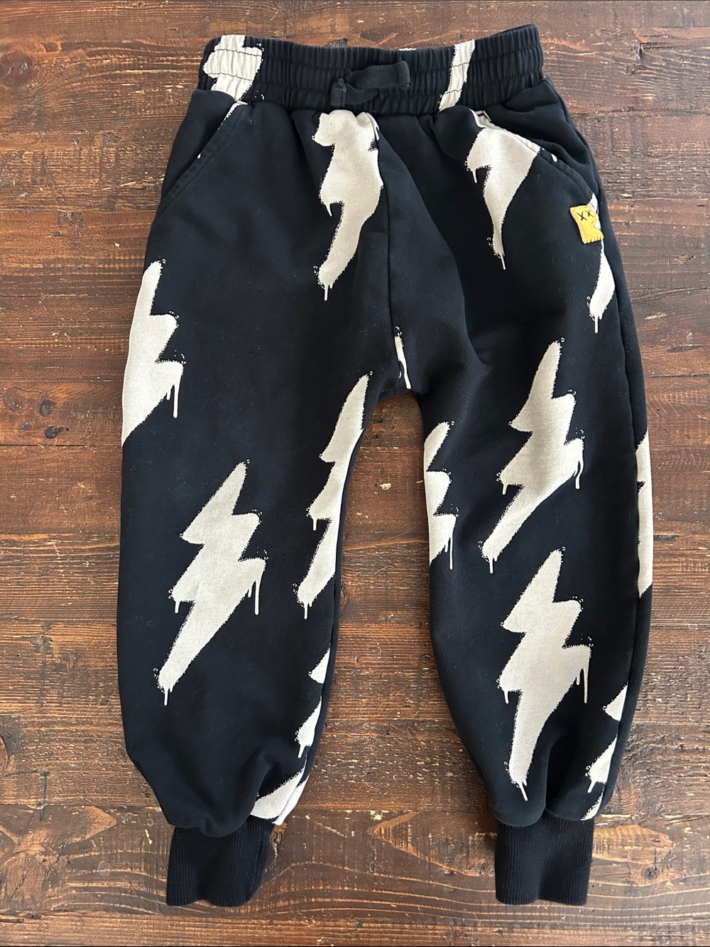 Rock your Kid Black Lightning Bolt Joggers